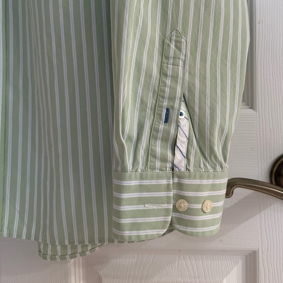 AMERICAN EAGLE ~ Men’s Long Sleeve Dress or Casual Green Striped Shirt size XL - Picture 5 of 7